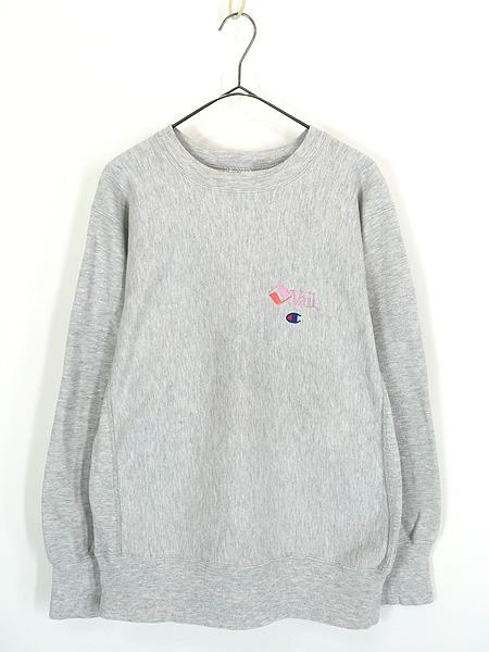 古着 90s USA製 Champion Reverse Weave 「Vail」 & ワンポイント リバース スウェット トレーナー グレー L 古着