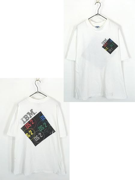 古着 80s USA製 IBM × Microsoft 「OS/2」 PC コンピューター ソフトウェア プロモ Tシャツ XL