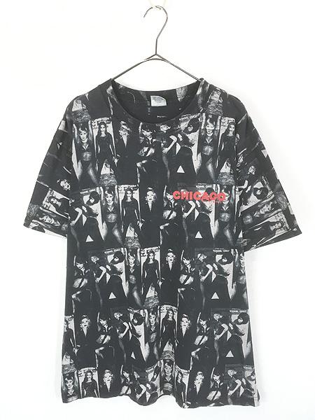 古着 90s CHICAGO THE MUSICAL シカゴ ミュージカル フォト オールオーバー Tシャツ L