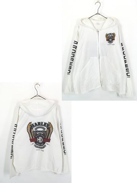 古着 90s HARLEY DAVIDSON ウィング ロゴ プリント コットン メキシカン パーカー XL 古着