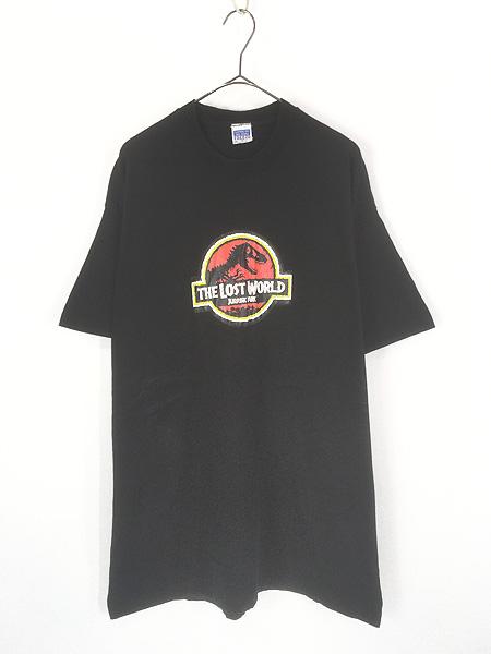 古着 90s USA製 The Lost World Jurassic Park ジュラシックパーク ビニール パッチ 恐竜 ムービー Tシャツ L 古着