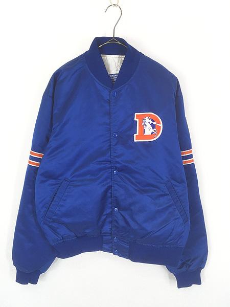 古着 80s USA製 NFL Denver Broncos ブロンコス パデット 光沢 サテン スタジャン ジャケット L 古着