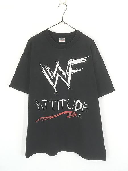 古着 90s WWF ATTITUDE プロレス 格闘技 TV ゲーム プロモ Tシャツ XL 古着