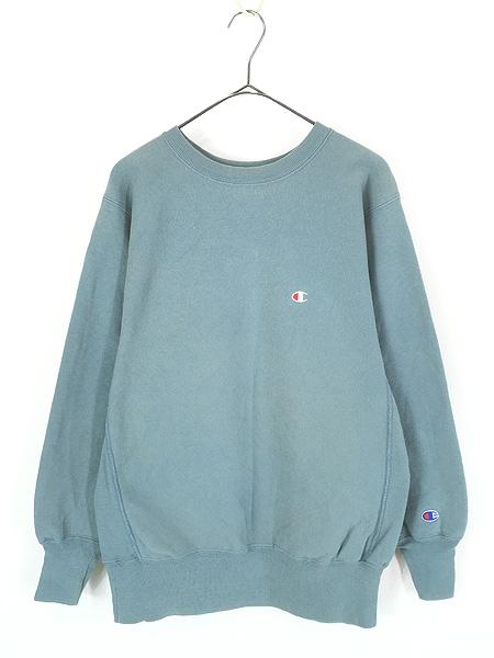 古着 90s USA製 Champion Reverse Weave ワンポイント リバース スウェット サックスブルー L 古着