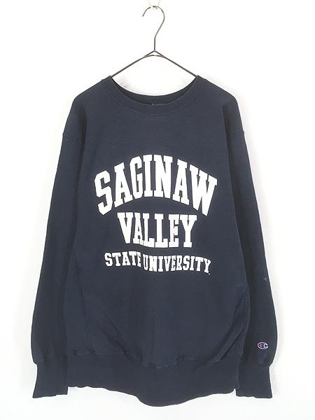 古着 90s Champion Reverse Weave 「SAGINAW VALLEY」 3段 カレッジ リバース スウェット XL 古着