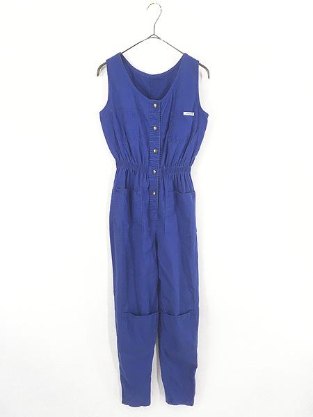 レディース 古着 90s USA製 IDEAS フロント スナップ ボタン コットン ノースリーブ オールインワン つなぎ M 古着