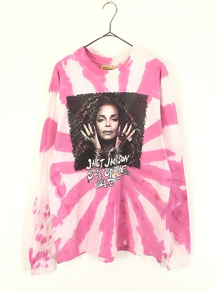 レディース 古着 USA製 Janet Jackson 「ＳＴＡＴＥ OF THE WORLD TOUR 2017」 ツアー R&B ダンス ポップ ミュージック タイダイ 長袖 T