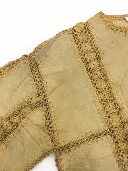 レディース 古着 90s Scully カギ編み 本革 スエード レザー パッチワーク ジャケット L位 レディース 古着 90s Scully カギ編み 本革 スエード レザー パッチ