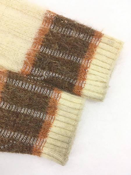 レディース 古着 60s Towncraft Penneys リブ ライン シャギー モヘア ウール ニット カーディガン L