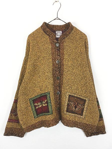 レディース 古着 90s USA製 SUGAR STREET 花 フラワー トンボ 蝶々 ゴブラン コットン ジャケット XL位