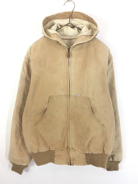 レディース 古着 80s USA製 Carhartt 裏地 メッシュ フェード ブラウン ダック アクティブ パーカー ジャケット L