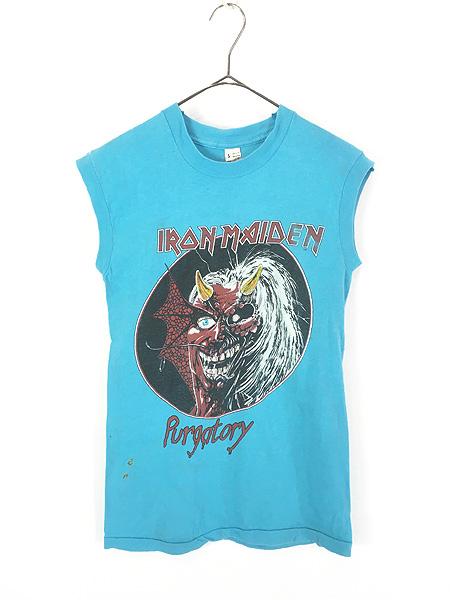 レディース 古着 80s USA製 IRON MAIDEN アイアン メイデン 「Purgatory」 ワールド ピース ツアー ロック バンド ノースリーブ Tシャツ