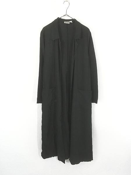 レディース 古着 USA製 CHICO'S DESIGN シンプル ブラック リネン チェスター コート 黒 2 L位 古着
