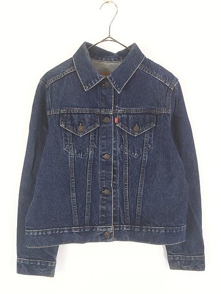 レディース 古着 80s USA製 Levi's 76001-0214 濃紺 ブルー デニム トラッカー ジャケット Gジャン ショート丈 L 古着