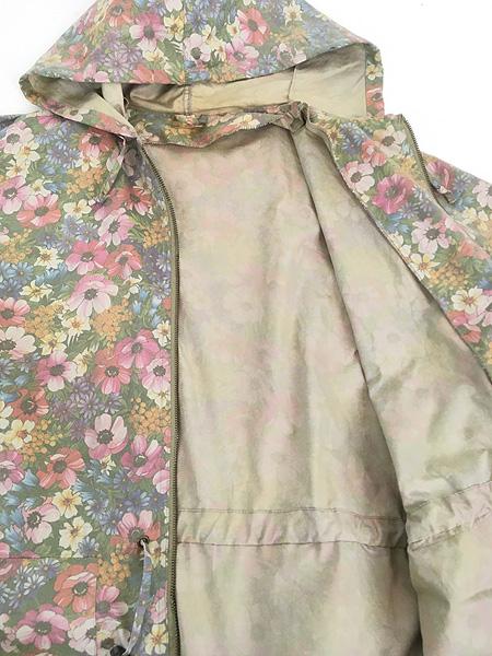 レディース 古着 90s 花 フラワー 総柄 ライト モッズ パーカー コート S 古着 レディース 古着 90s 花 フラワー 総柄 ライト モッズ パーカー コート