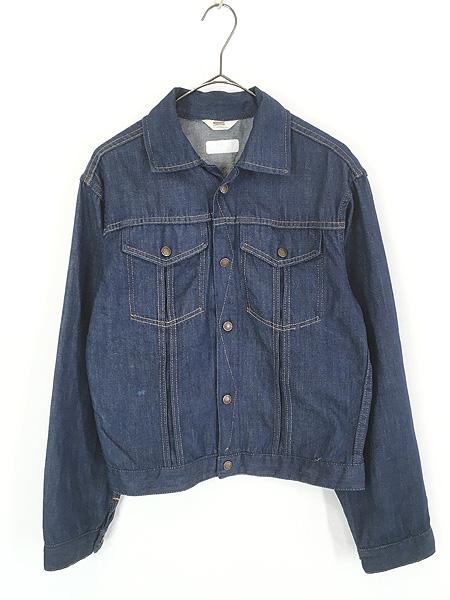 レディース 古着 70s Montgomery Ward 濃紺 VAT-DYED バットダイ デニム トラッカー ジャケット Gジャン L位 古着