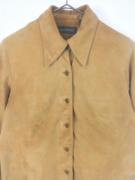 レディース 古着 90s BANANA REPUBLIC 本革 ヌバック レザー シャツ