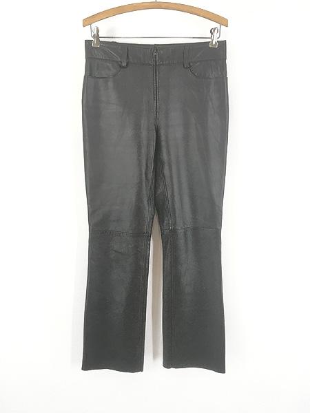 レディース 古着 00s BANANA REPUBLIC 本革 オール レザー カットオフ パンツ ストレート ブラック 6