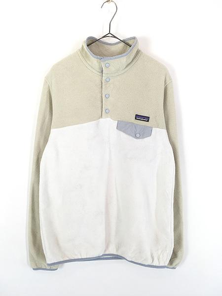 レディース 古着 15s Patagonia スナップT バイカラー シンチラ フリース ジャケット ベージュ×オフホワイト L
