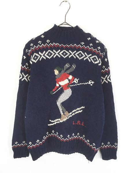 レディース 古着 00s LAUREN Ralph Lauren スキー ノルディック柄 ハイネック リネン コットン ニット セーター S