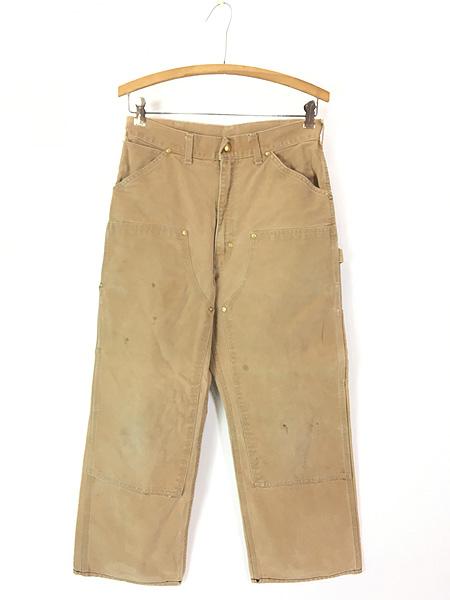古着 70s USA製 Carhartt ブラウン ダック Wニー ペインター ワーク パンツ W29 L25 古着