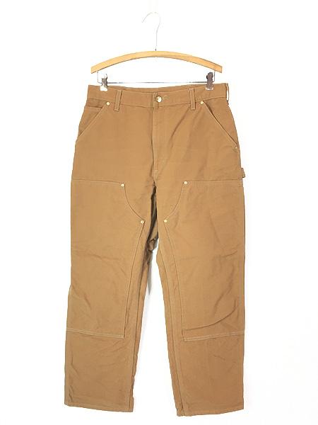 古着 Carhartt ブラウン ダック Wニー ペインター ワーク パンツ W33 L30 古着