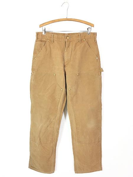 古着 Carhartt ブラウン ダック Wニー ペインター ワーク パンツ W35 L32 古着