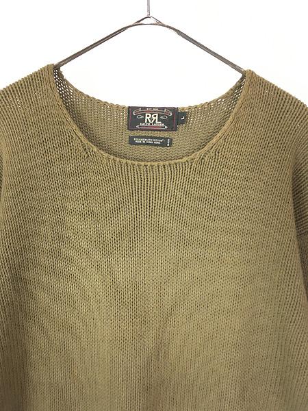 古着 90s RRL Ralph Lauren プレーン ソリッド ローゲージ リネン コットン ニット セーター L 古着 古着 90s RRL Ralph Lauren プレーン ソリッド ローゲージ リネン
