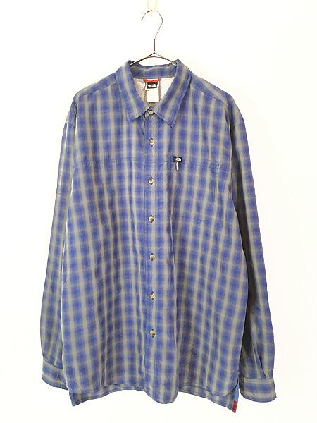 古着 TNF The North Face オンブレ シャドー チェック レーヨン モダール シャツ L 古着