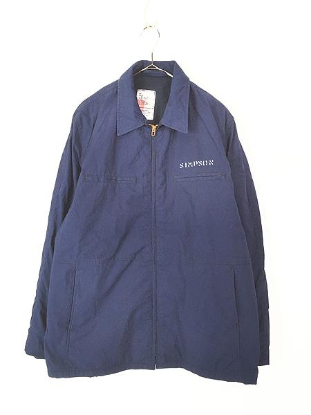 古着 80s 米軍 USN 「Utility Dark Blue」 ステンシル ミリタリー ネイビー ユーティリティー ジャケット 44XL ミント!!