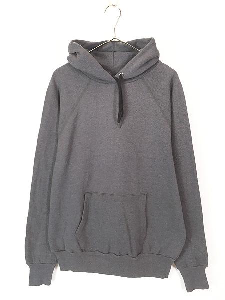 古着 80s USA製 Pannill 無地 ソリッド ラグラン スウェット パーカー ダークグレー XL