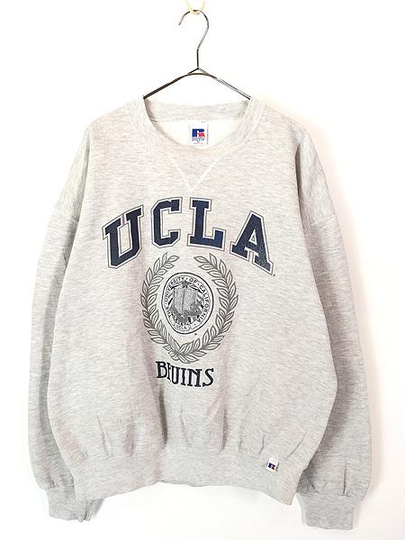 古着 90s USA製 Russell 「UCLA」 3段 アーチ カレッジ 前V スウェット トレーナー XL