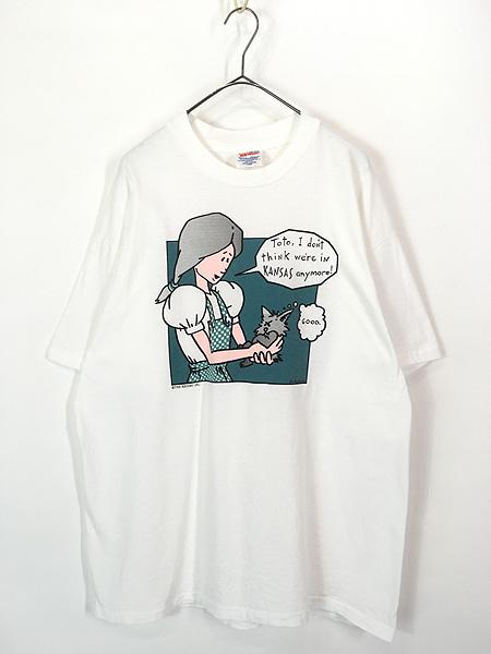 古着 90s The Wizard of Oz オズの魔法使い 「Kansas」 TOTO トト メッセージ Tシャツ XL