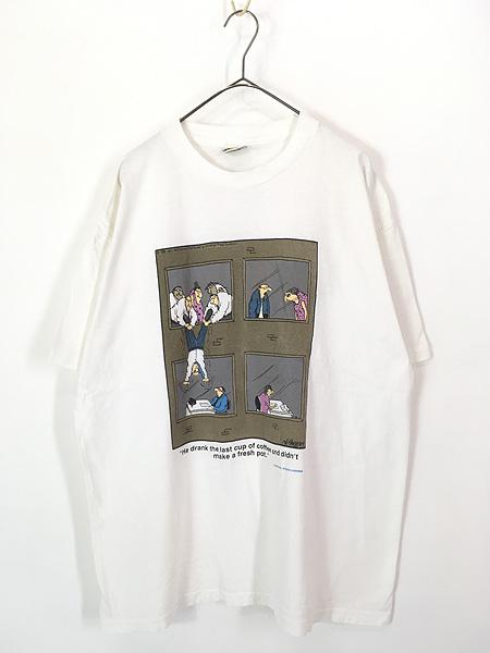 古着 90s USA製 John McPherson 「Coffee」 シュール コミカル ポップ アート Tシャツ XL