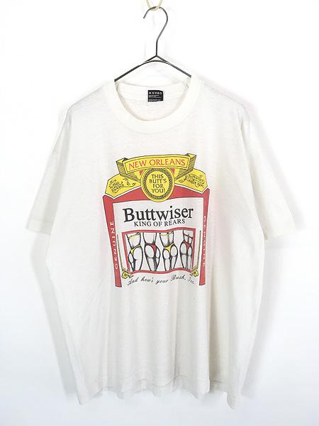 古着 90s USA製 Buttwiser KING OF REARS おしり Budweiser バドワイザー パロディ Tシャツ XL 古着