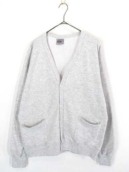 古着 80s USA製 Badger 無地 プレーン パチポケ オールド スウェット カーディガン グレー OSFA