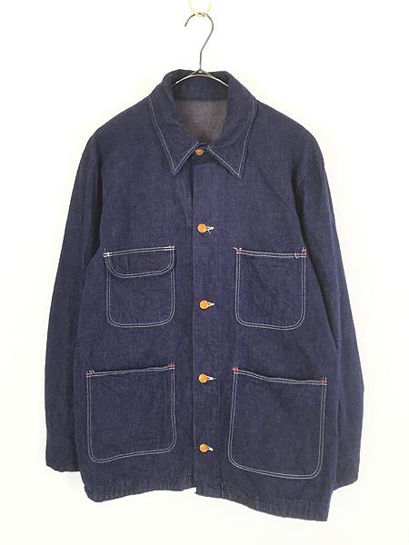 古着 70s Blue Bell 濃紺 ブルー デニム ワーク カバーオール ジャケット 40 ミント!!