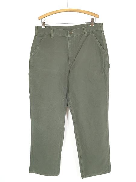 古着 10s Carhartt MOS モスグリーン ダック ペインター ワーク パンツ W35 L32 古着