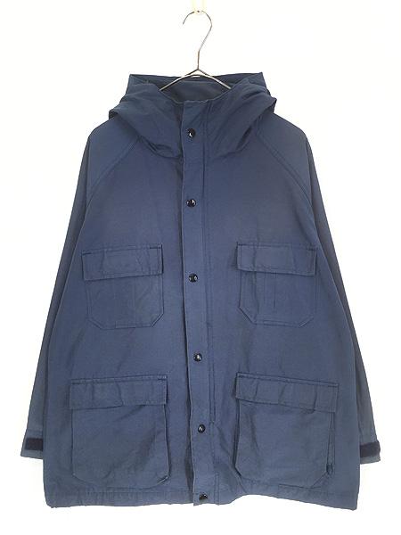 古着 70s USA製 LAND'S END 「WoolRich OEM」 60/40クロス オールシーズン アウトドア マウンテン パーカー マウンパ NAVY L