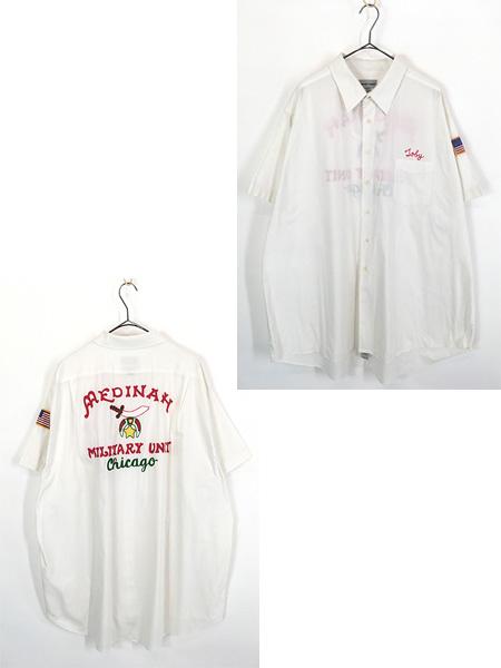 古着 90s- 「Medinah Military Unit Chicago」 豪華 フリーメイソン シュライナーズ チェーン ステッチ 半袖 シャツ XXL