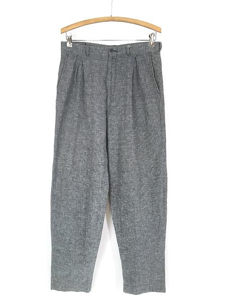 古着 90s USA製 Neon グレー コットン リネン タック スラックス パンツ テーパード W30 L30