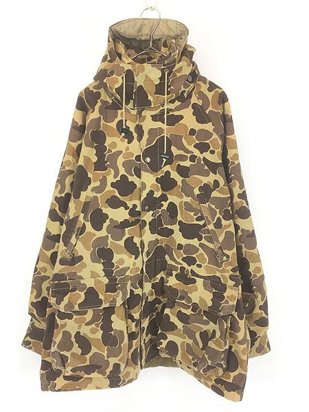 古着 80s Gamehide ダックハンター カモ 迷彩 防寒 防水 パデッド コットンダック ハンティング ジャケット パーカー L