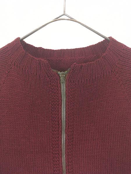古着 50s CROWN スプリング フルジップ ローゲージ ウール ニット