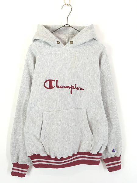 古着 90s USA製 Champion Reverse Weave BIG ロゴ リブライン リバース スウェット パーカー L