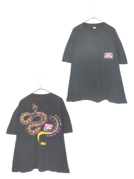 古着 90s Marlboro 「Snake Pass」 スネーク ヘビ 両面 ポケット付 Tシャツ ポケT XL位