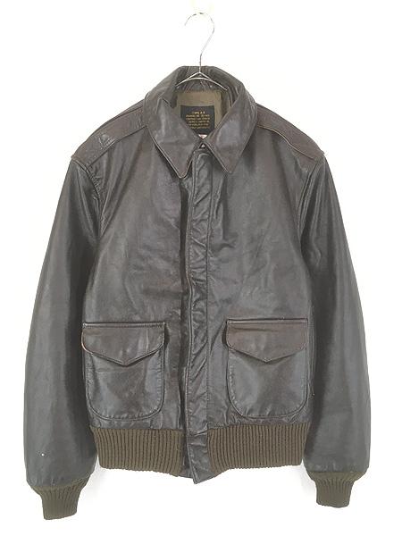 古着 90s USA製 AVIREX Type A-2 本革 ゴートスキン レザー フライト ジャケット 38 ミント!!