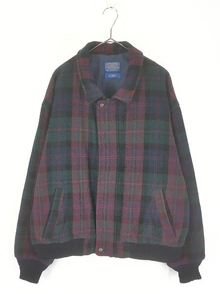 古着 80s USA製 Pendleton LOBO 3M Thinsulate 中綿 パデッド 比翼 チェック ウール ジャケット XL