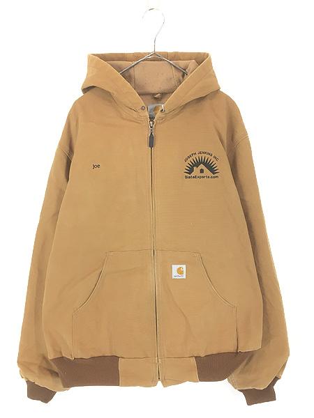 古着 10s USA製 Carhartt BRN ブラウン ダック 防寒 パデット アクティブ パーカー ジャケット M