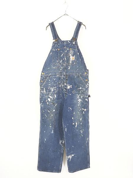 古着 Carhartt DST ペンキ デニム ワーク オーバーオール W42 L31