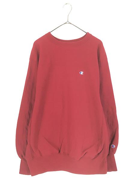 古着 90s USA製 Champion Reverse Weave 青目 ワンポイント リバース スウェット トレーナー エンジ XL